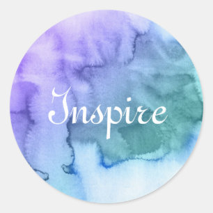 Abstract watercolor hand painted background 6 classic round sticker