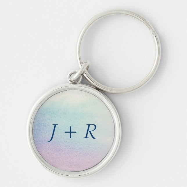 Abstract watercolor hand painted background keychain (Front)