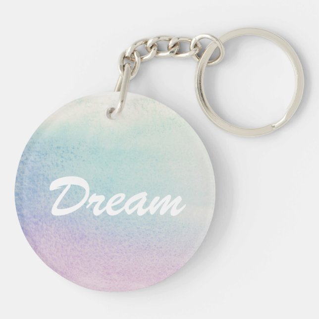 Abstract watercolor hand painted background keychain (Back)