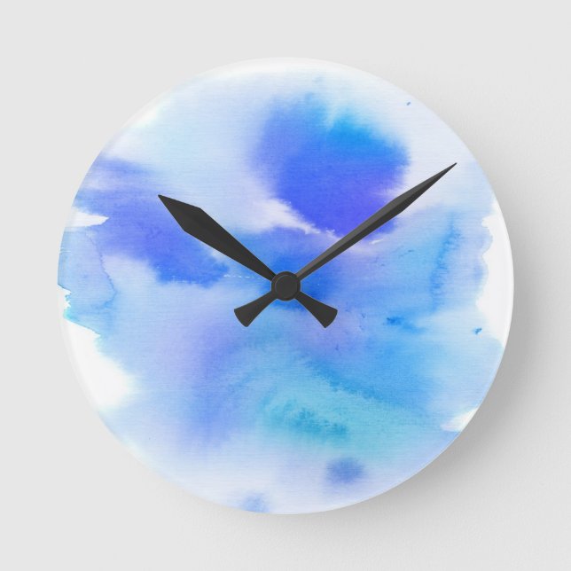 Abstract watercolor hand painted background. round clock (Front)