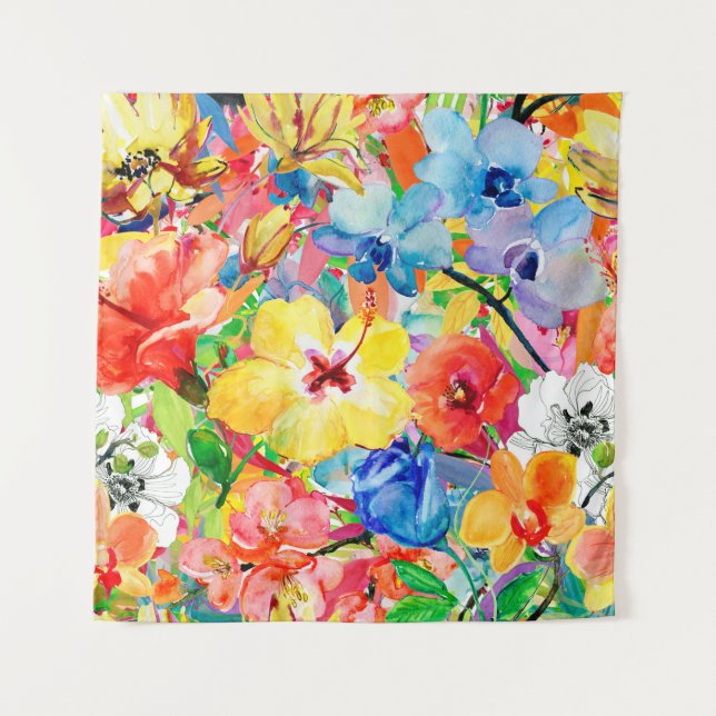 Abstract watercolor hand painted background with m tapestry (Front)