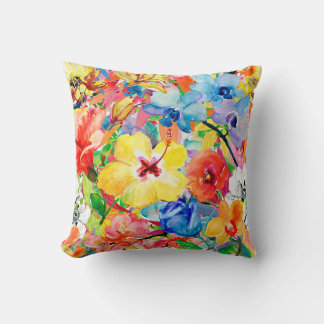 Abstract watercolor hand painted background with m throw pillow