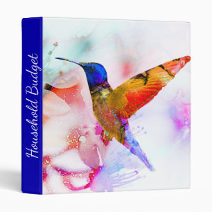 Abstract Watercolor Hummingbird Binder