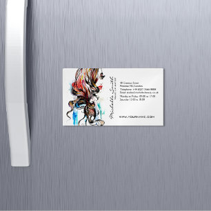 Abstract Watercolor ink colourful woman makeup Magnetic Business Card