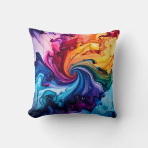 Abstract Watercolor Ink Swirl Art Digital Art Throw Pillow
