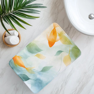 Abstract Watercolor Koi Fish Serenity Bath Mat