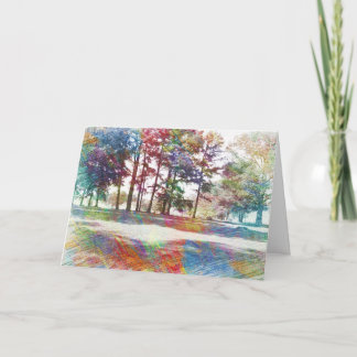 Abstract Watercolor Landscape Happy Birthday Card