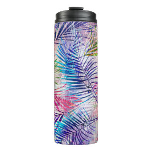 Abstract Watercolor Leaves Allover Pattern Thermal Tumbler