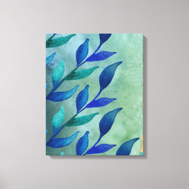 Abstract watercolor leaves canvas print (Front)