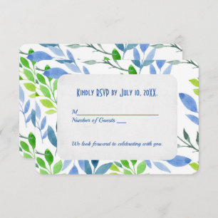 Abstract Watercolor Leaves RSVP Invitation