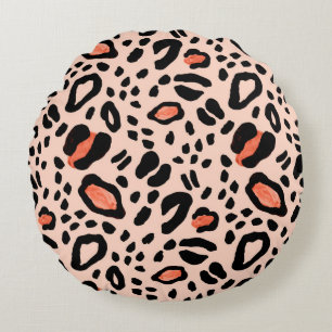Abstract watercolor leopard. Animal print pattern Round Pillow
