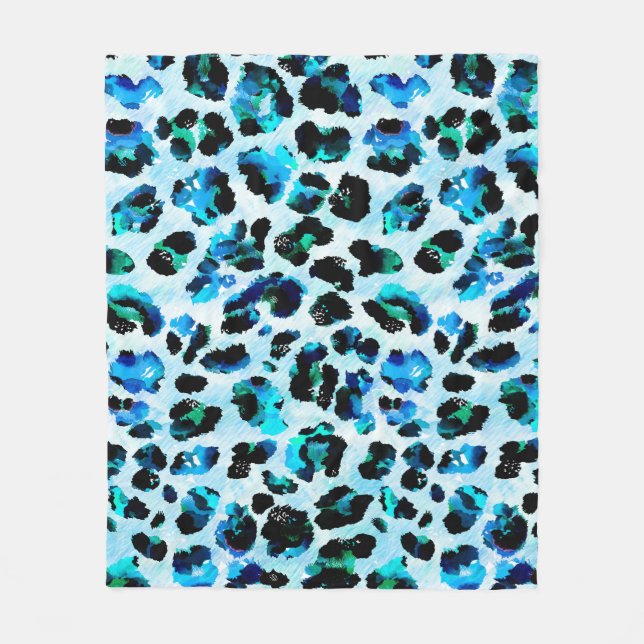 Abstract Watercolor Leopard Skin Pattern Fleece Blanket (Front)