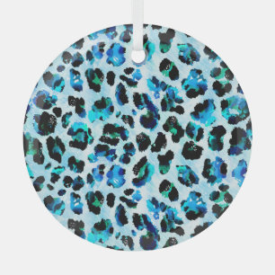 Abstract Watercolor Leopard Skin Pattern Glass Ornament