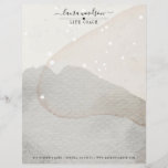 Abstract Watercolor Life Coach Letterhead<br><div class="desc">Abstract earthy organic abstract watercolor shapes life coach business letterhead with elegant soft translucent colours of cream grey and white with your name in a lovely script signature,  contrasted with a chic serif typeface in lower case. For an ethereal serene vibe. Customize your contact information at the bottom.</div>