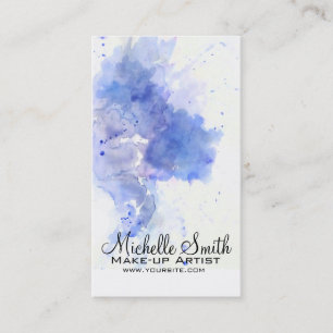 Abstract watercolor light blue splash brush stroke business card