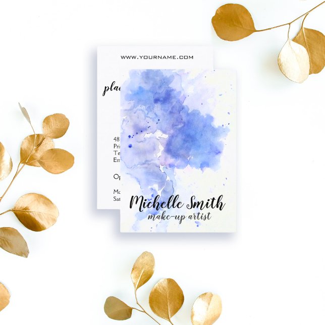 Abstract watercolor light blue splash brush stroke business card (Creator Uploaded)