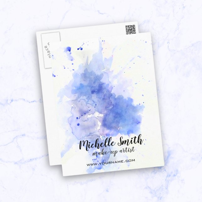 Abstract watercolor light blue splash brush stroke postcard (Creator Uploaded)