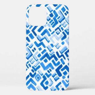 Abstract watercolor lines and stripes pattern iPhone 12 case