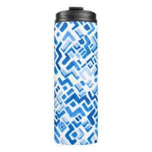 Abstract watercolor lines and stripes pattern thermal tumbler