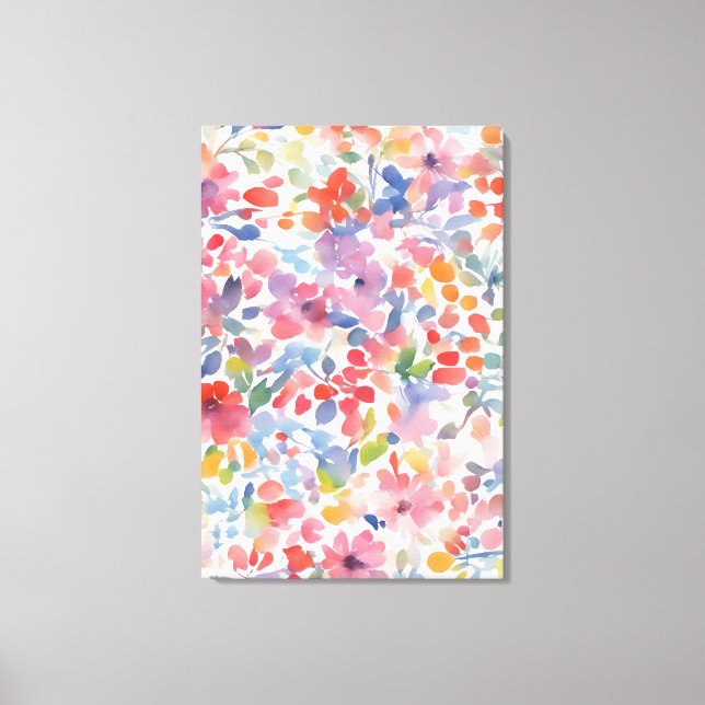Abstract Watercolor Loose Florals Canvas Print (Front)