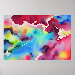 Abstract Watercolor many colours Interior Design Poster