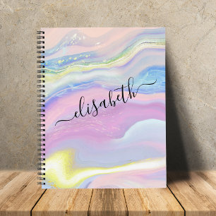Abstract Watercolor Marble Script Name Monogram Notebook