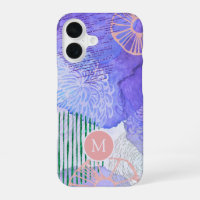 Abstract Watercolor Marine Flora Art Monogram