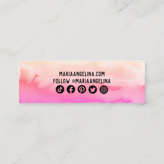 Abstract Watercolor Minimalist Social Media Icons Mini Business Card (Back)