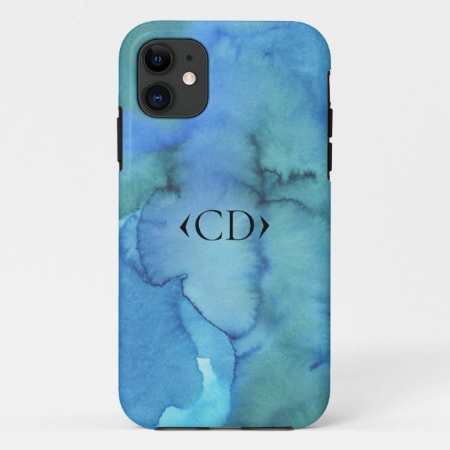 Abstract Watercolor Monogram iPhone Case (Back)