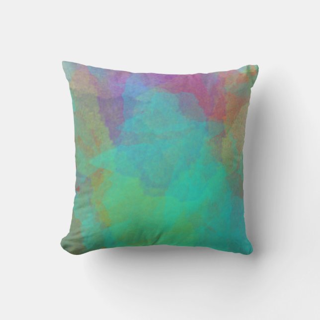Abstract Watercolor Multicolored Bohemian Throw Pillow (Front)