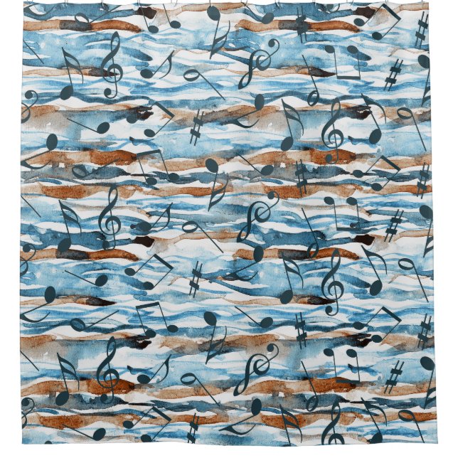 Abstract watercolor music notes pattern. (Front)