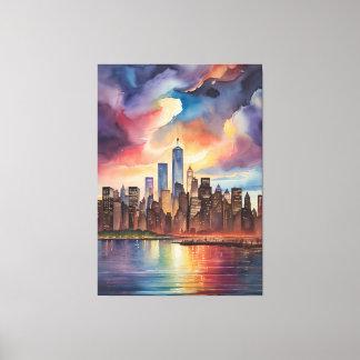 Abstract Watercolor New York Art Canvas Print