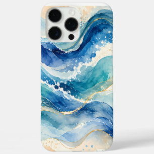 Abstract Watercolor Ocean Waves Pattern iPhone 16 Pro Max Case