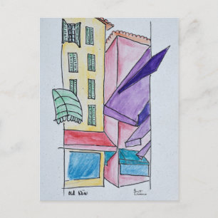 Abstract Watercolor of Old Nice   Nice, France Postcard