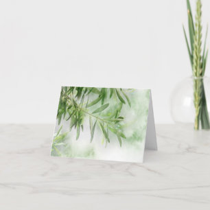 Abstract Watercolor Olive Branch Note Card