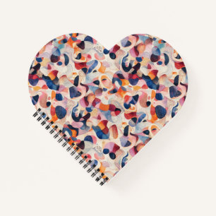 Abstract Watercolor Organic Shapes Navy Coral Patt Notebook