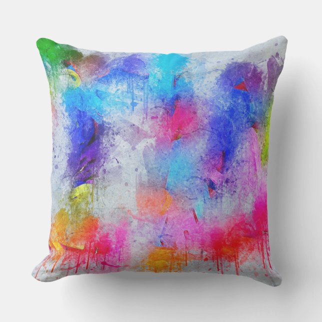 Abstract Watercolor Outdoor Pillow (Front)