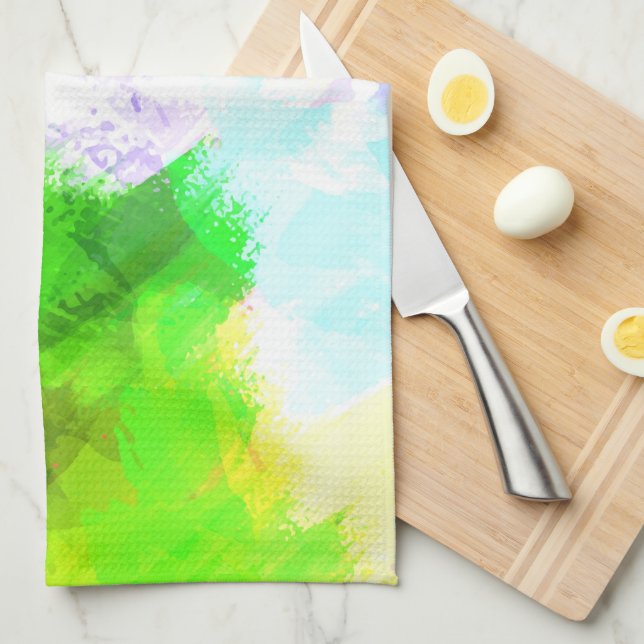 Abstract watercolor paint kitchen towel (Quarter Fold)