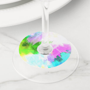Abstract watercolor paint wine glass tag