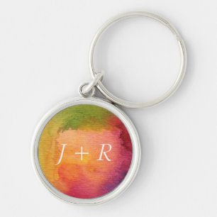 Abstract watercolor painted background keychain