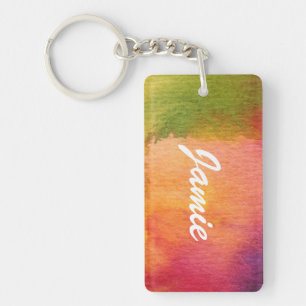 Abstract watercolor painted background keychain