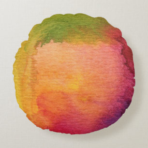 Abstract watercolor painted background round pillow