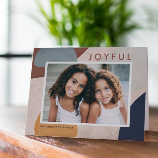 Abstract Watercolor Painted Shapes Boho Photo Holiday Card (Creator Uploaded)