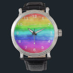 Abstract Watercolor Painted Stripes Rainbow Watch<br><div class="desc">Abstract Watercolor Painted Stripes Rainbow.
rainbow watercolor colourful ,
typography girly trendy chic,
purple pink glitter art,
monogram modern name stylish,
bold fun happy artistic,
expression summer peace green,
blue love drawn abstract,
freedom colour spectrum paint,
gay flag brush creative,
watercolor rainbow colourful , </div>