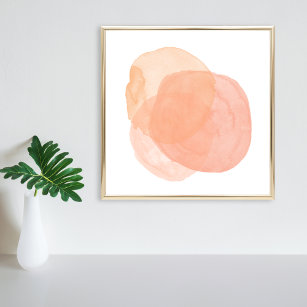 Abstract Watercolor Painting in Pastel Coral Poster
