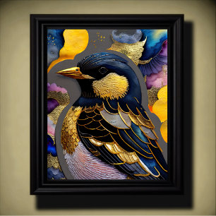 Abstract Watercolor Painting of a Bird 5:4 Poster
