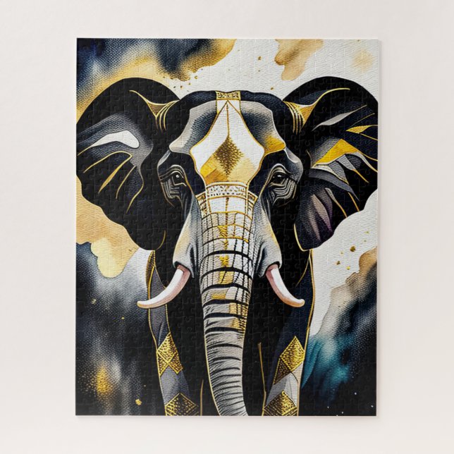Abstract Watercolor Painting of a Elephant Jigsaw Puzzle (Vertical)
