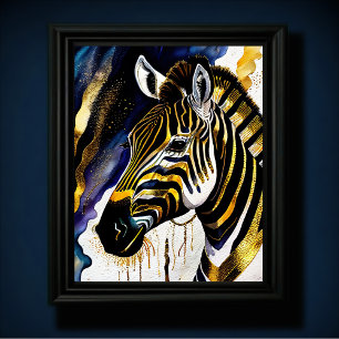 Abstract Watercolor Painting of a Zebra 5:4 Poster