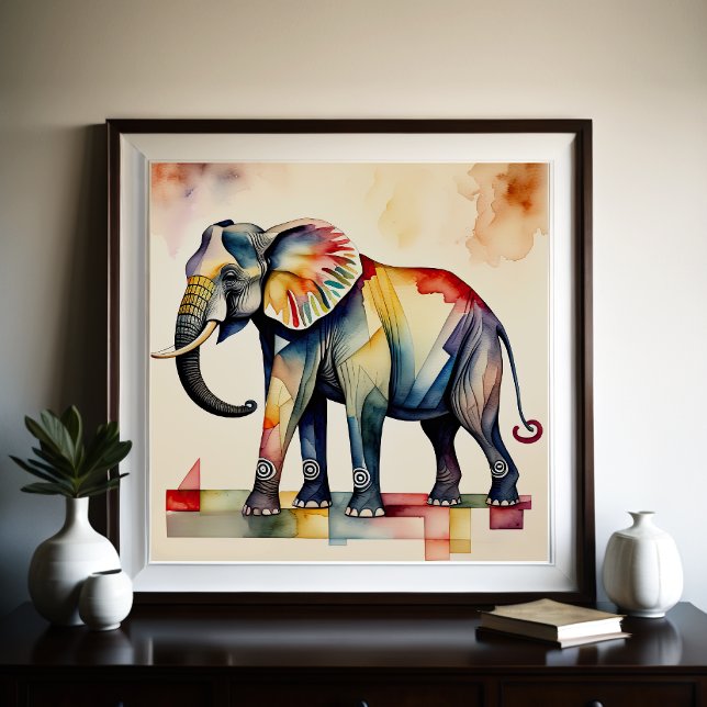 Abstract Watercolor Painting of Elephant 1:1 Poster (Creator Uploaded)