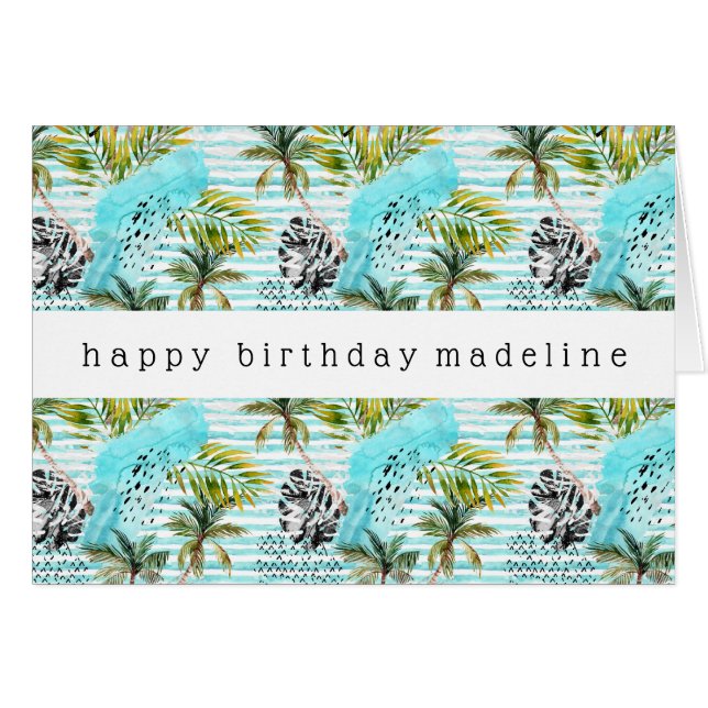 Abstract Watercolor Palm Tree Pattern (Front Horizontal)